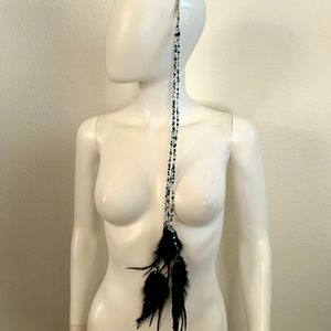 Handmade beaded Native American inspired hair accessory costume w feathers